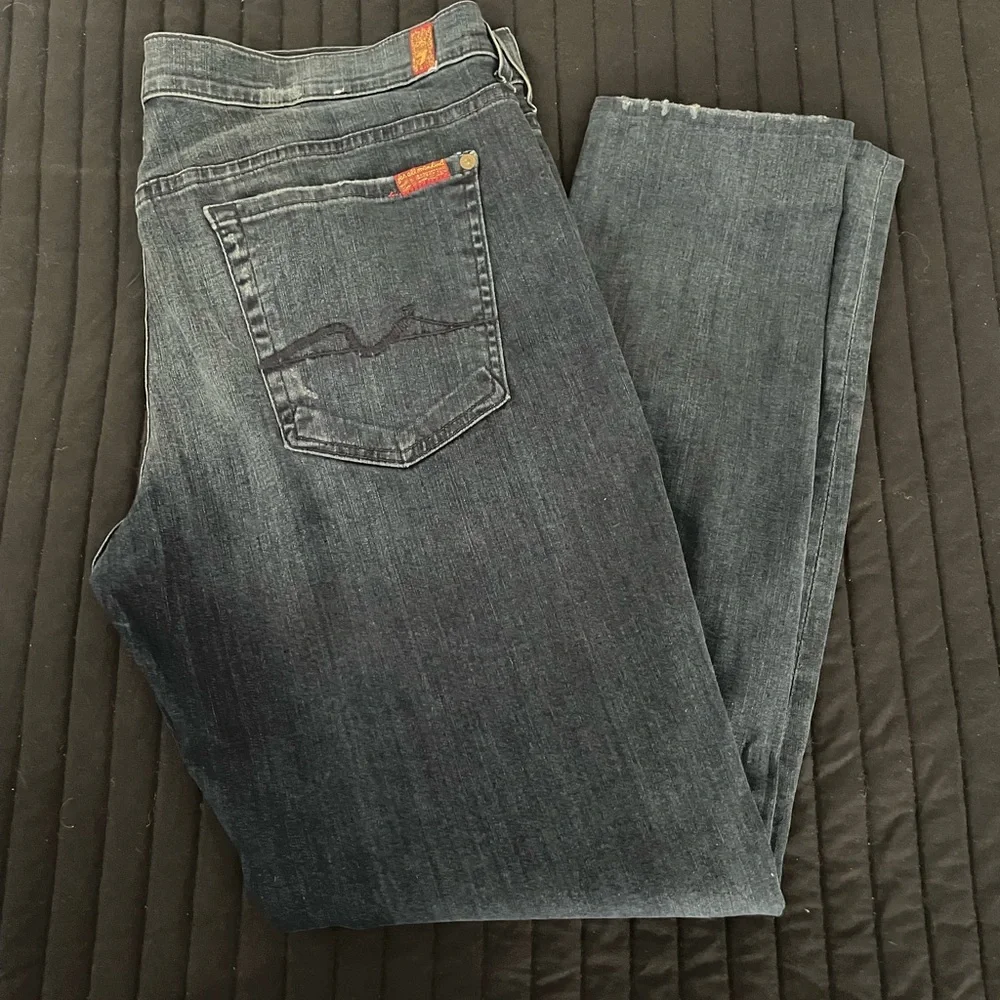 7 For All Mankind Josefina Skinny Boyfriend Jeans - Dark Blue - Picture 2 of 7